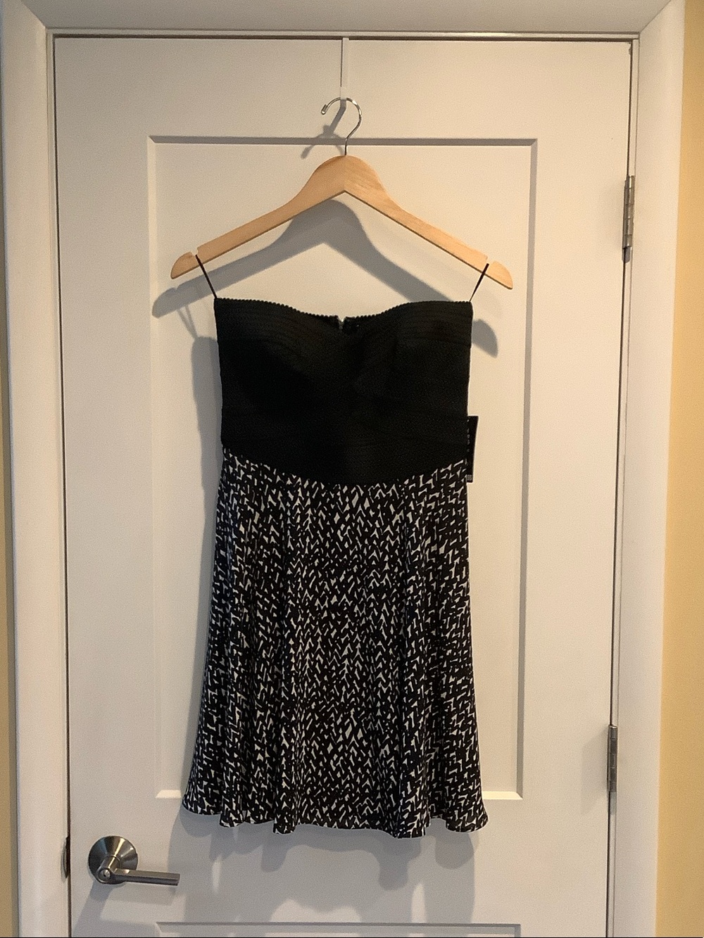 Express Strapless Black Dress with Black&White Patterned Skirt (NWT)